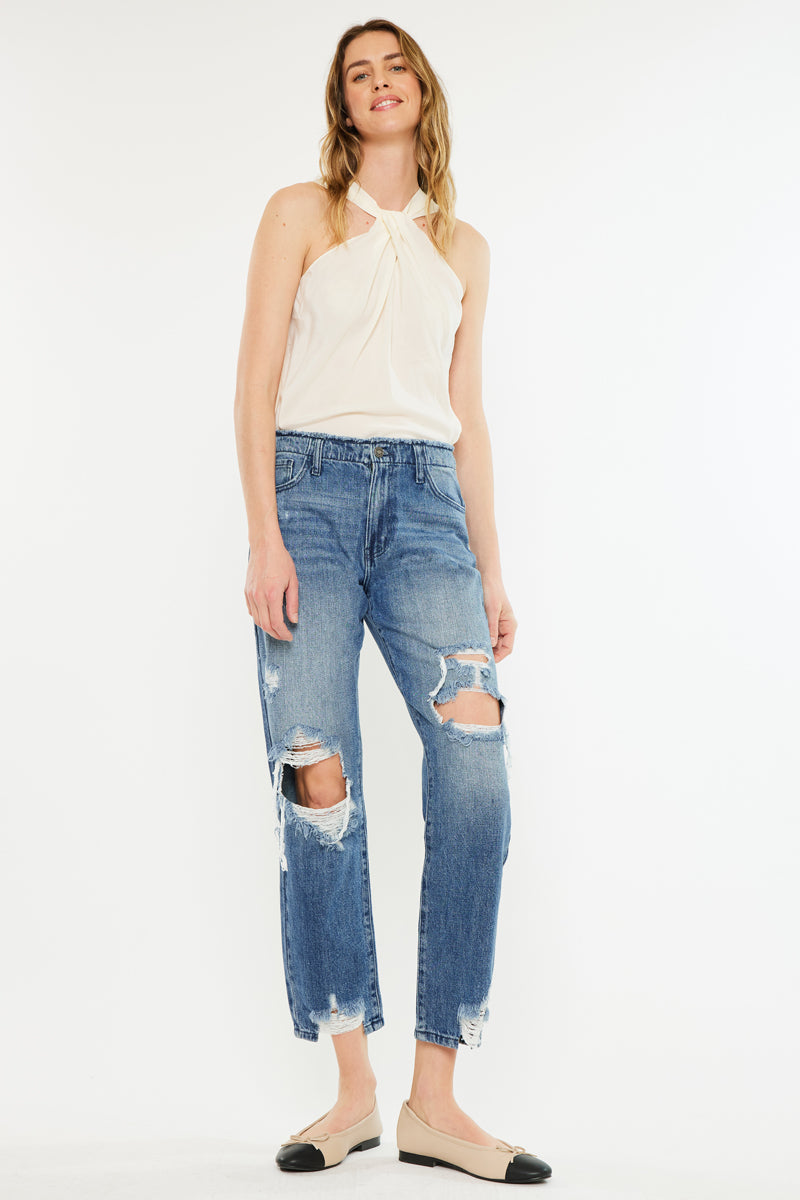 Women's High Rise Straight Jeans - Ariela