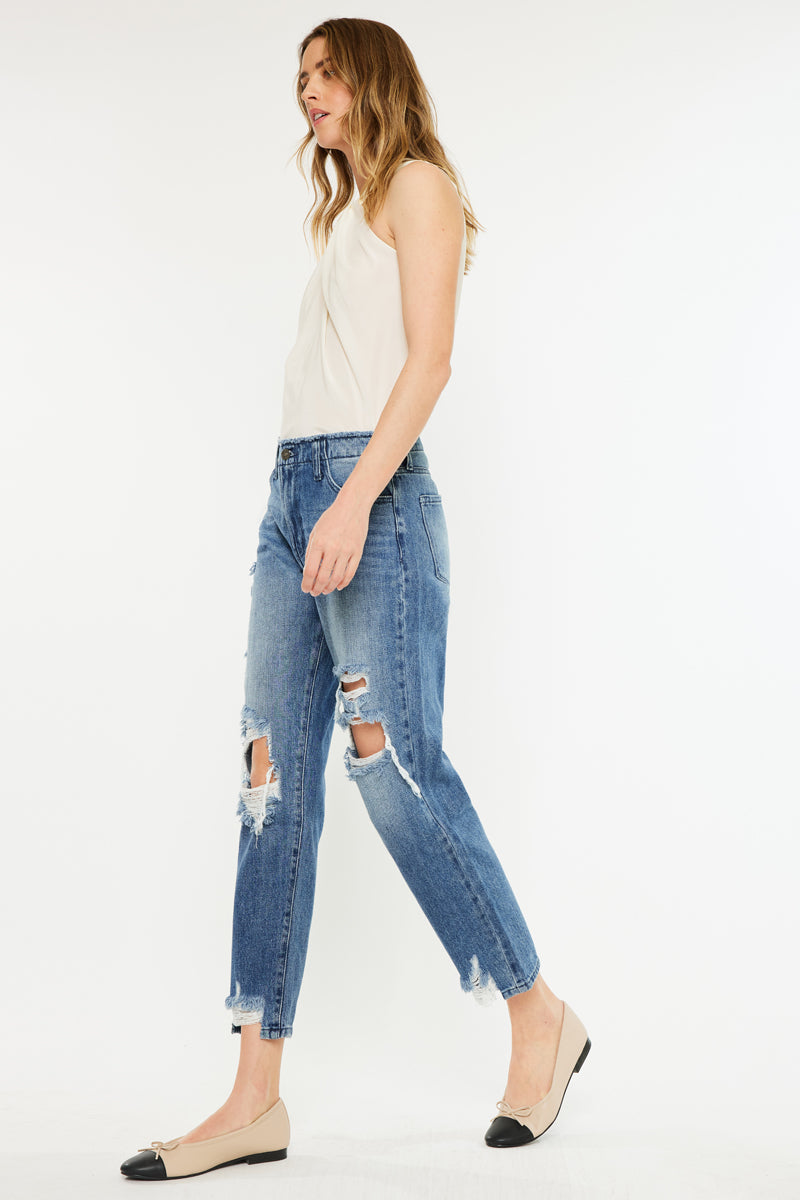 Women's High Rise Straight Jeans - Ariela