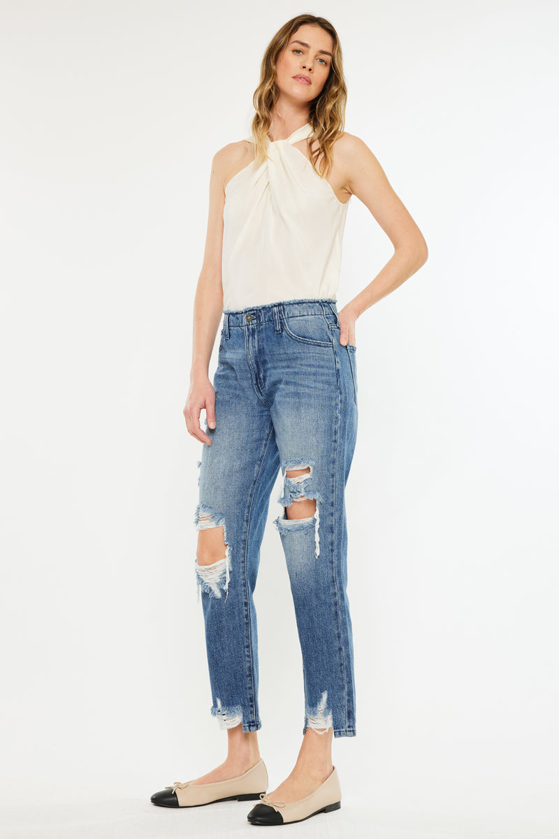 Women's High Rise Straight Jeans - Ariela
