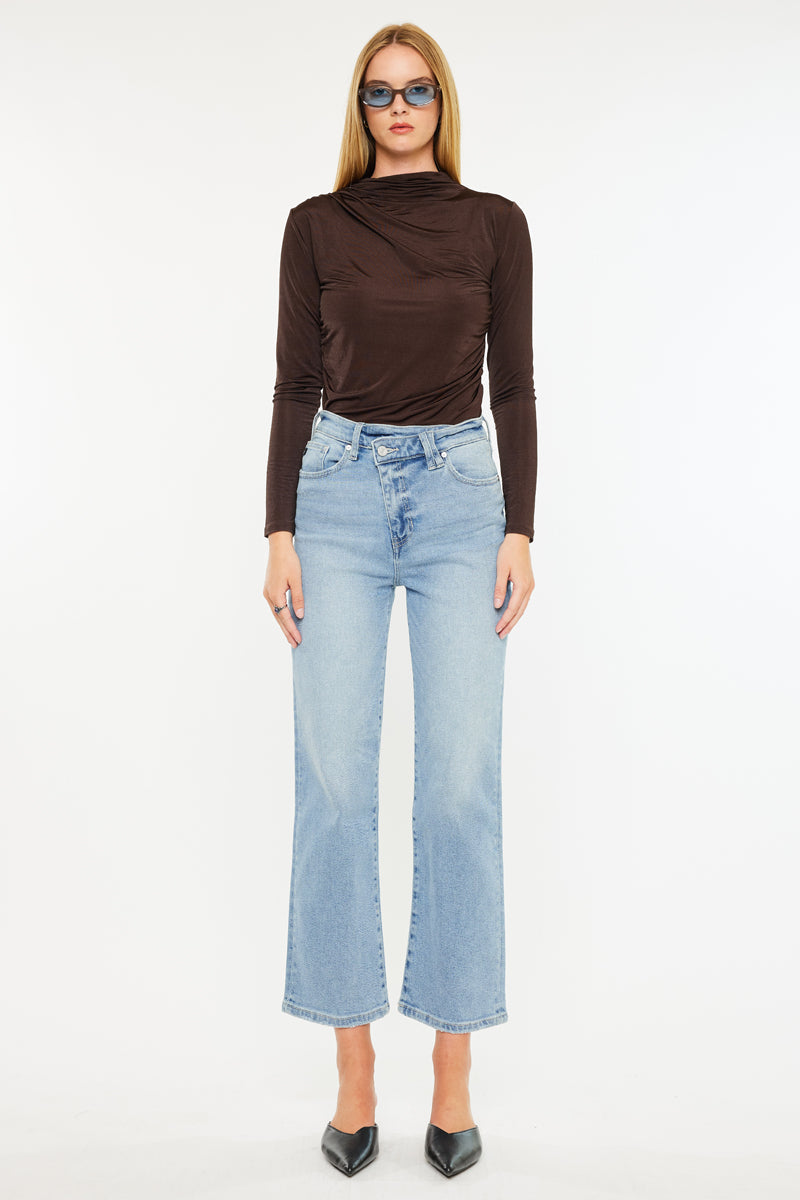Women's High Rise 90's Criss Cross Straight Jeans - Bethany