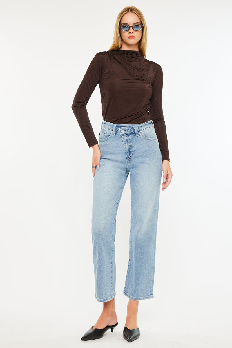 Women's High Rise 90's Criss Cross Straight Jeans - Bethany