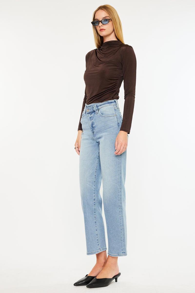 Women's High Rise 90's Criss Cross Straight Jeans - Bethany