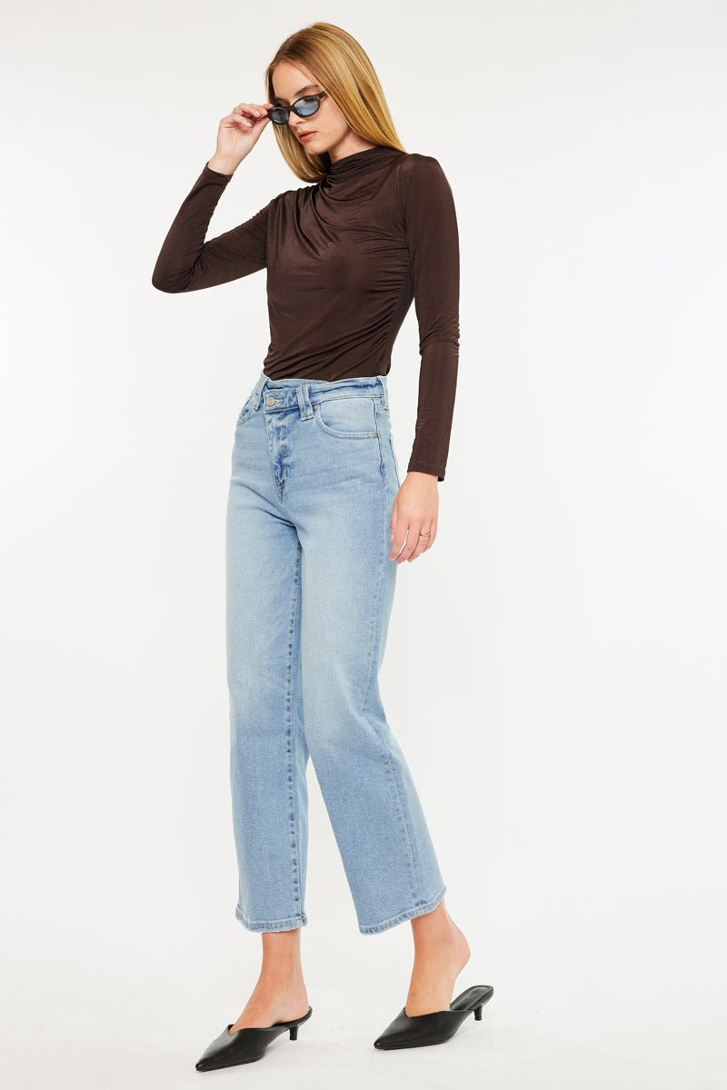 Women's High Rise 90's Criss Cross Straight Jeans - Bethany