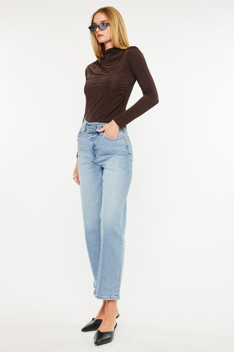 Women's High Rise 90's Criss Cross Straight Jeans - Bethany