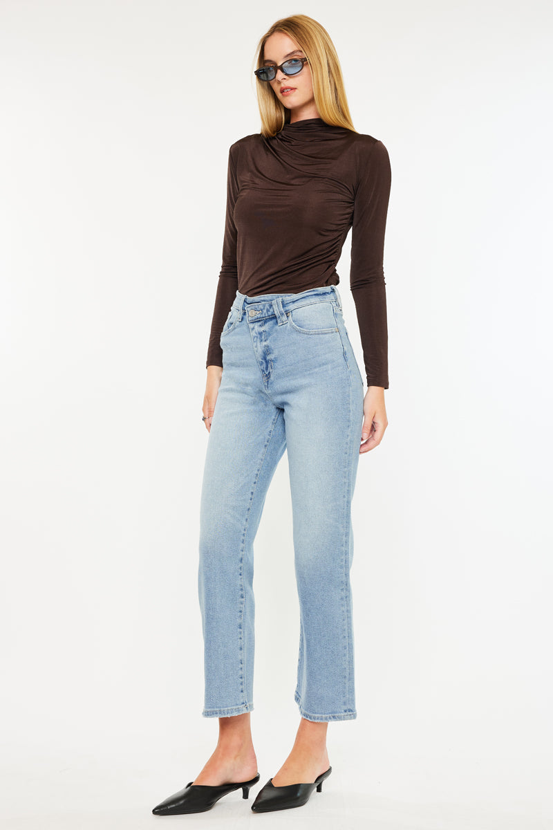 Women's High Rise 90's Criss Cross Straight Jeans - Bethany