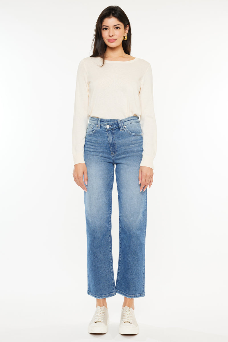 Women's High Rise 90's Criss Cross Straight Jeans - Bethany