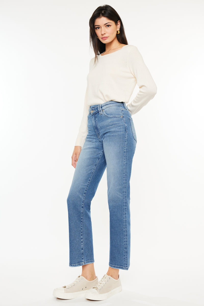 Women's High Rise 90's Criss Cross Straight Jeans - Bethany