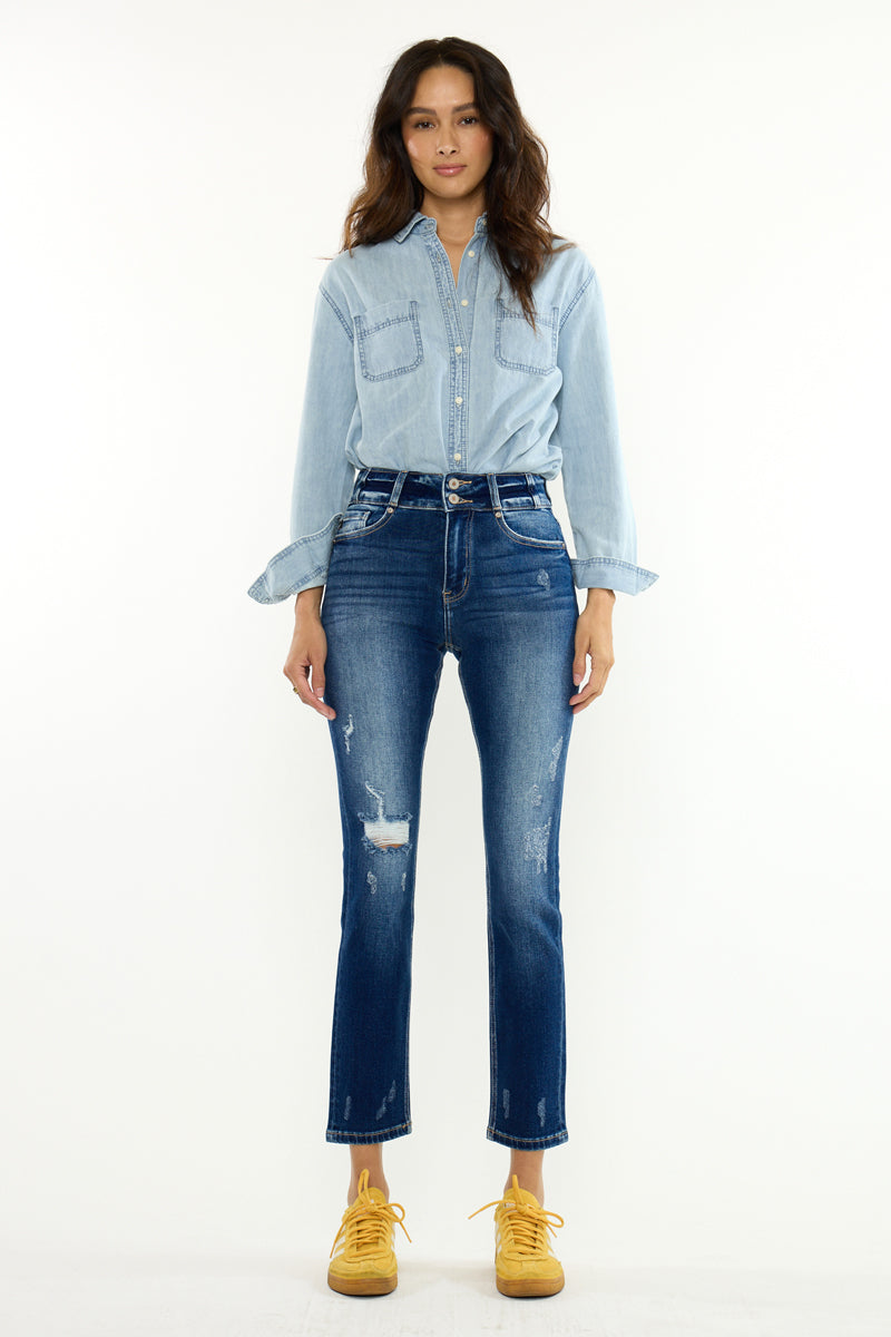Women's High Rise Straight Jeans - Alanis