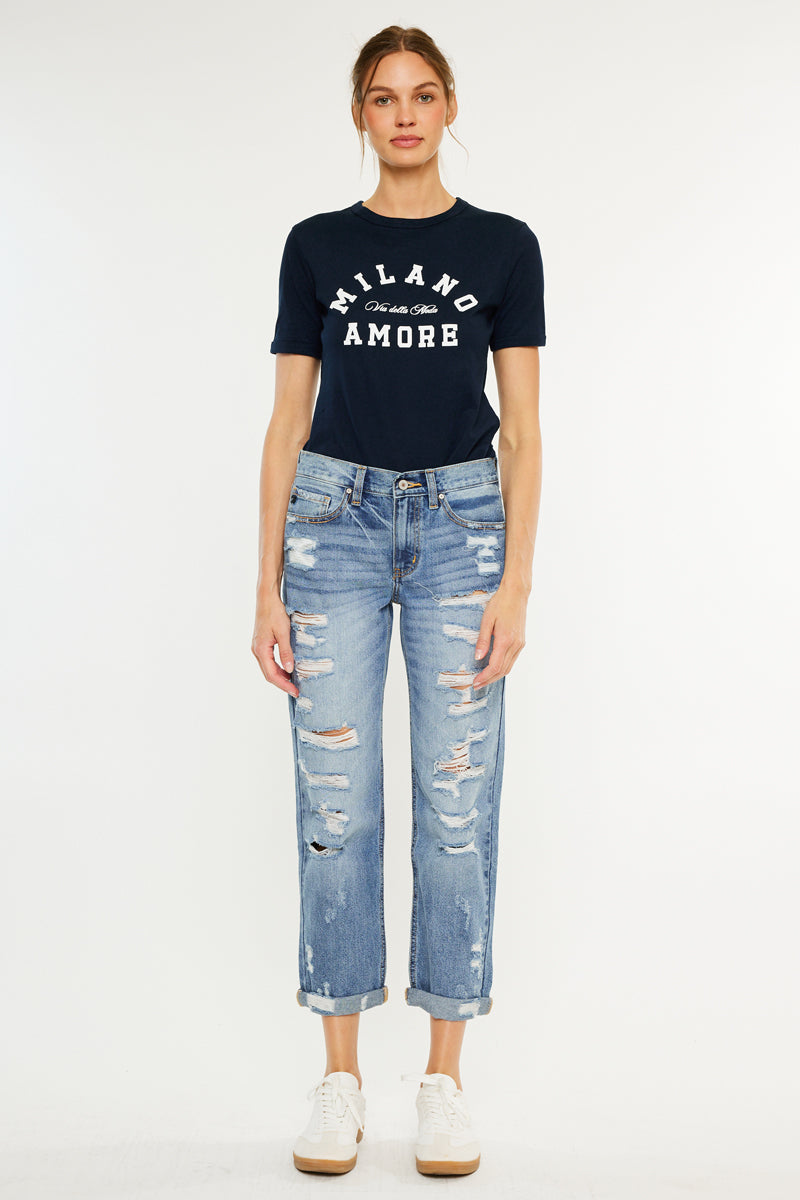 Women's Mid Rise Boyfriend Jeans - Baker