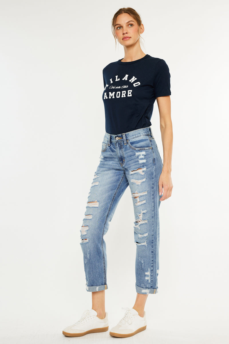 Women's Mid Rise Boyfriend Jeans - Baker