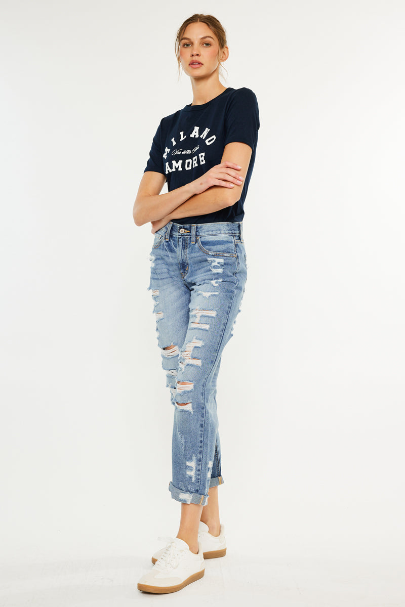 Women's Mid Rise Boyfriend Jeans - Baker