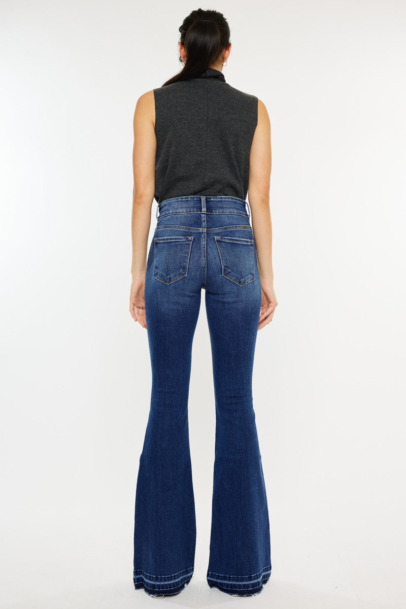 Women's High Rise Crossover Flare Jeans - Amaya