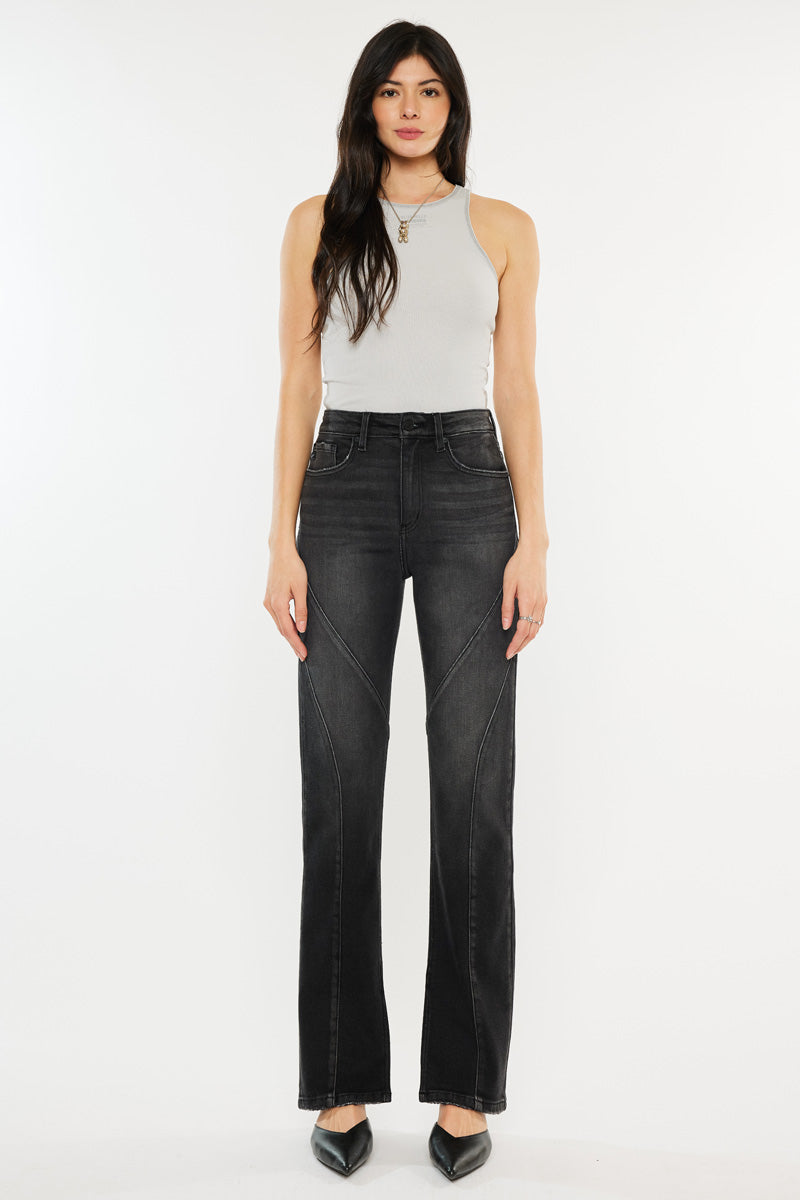 Women's High Rise Slit Straight Jeans - Berry