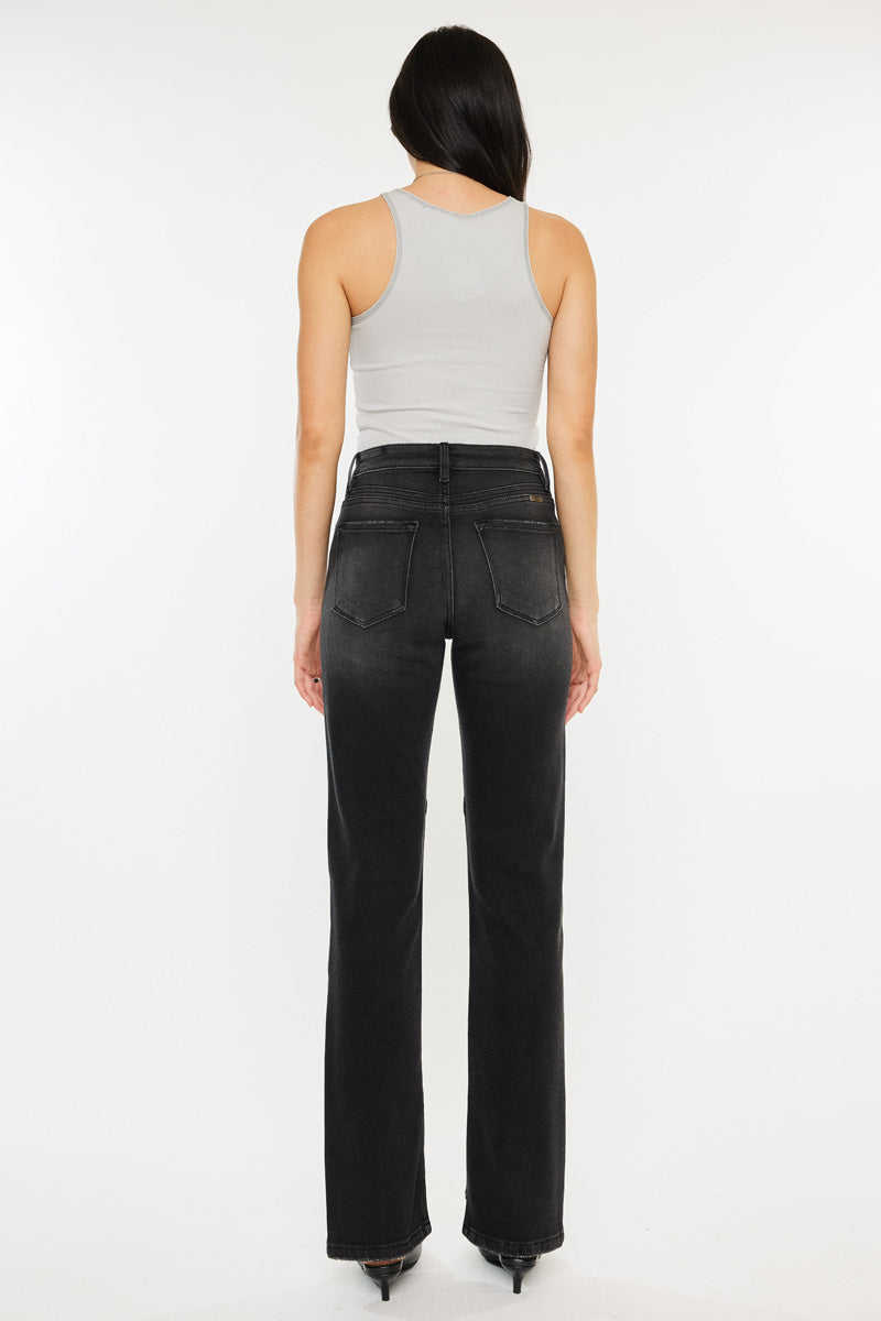 Women's High Rise Slit Straight Jeans - Berry