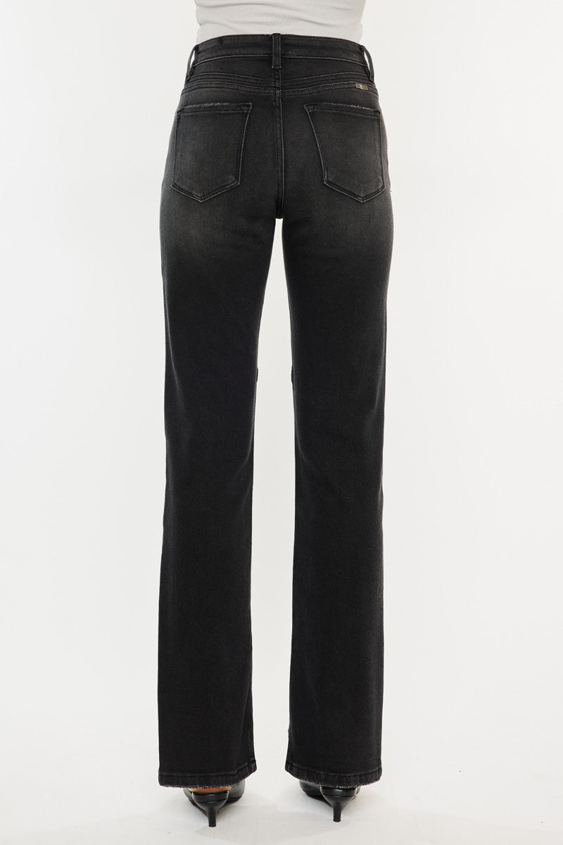 Women's High Rise Slit Straight Jeans - Berry