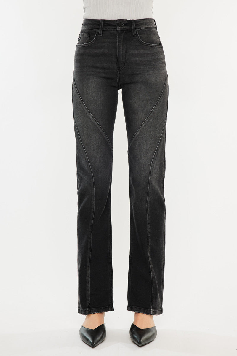 Women's High Rise Slit Straight Jeans - Berry