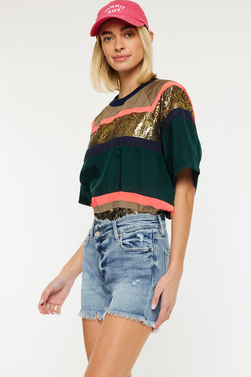 Women's High Rise Denim Shorts - Carnelia