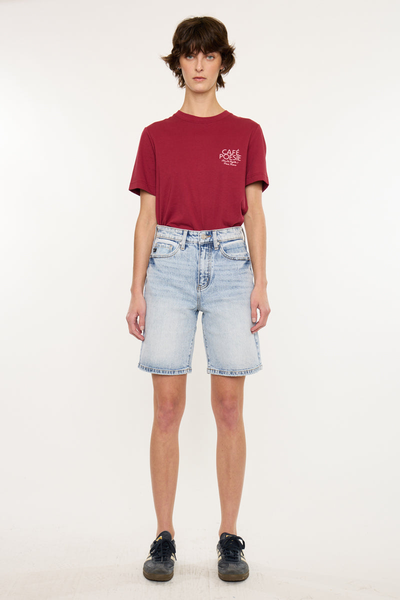 Women's High Rise Bermuda Bermuda Denim Shorts - Arley