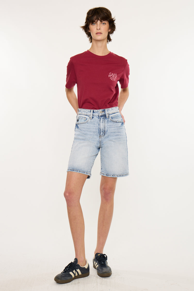 Women's High Rise Bermuda Bermuda Denim Shorts - Arley