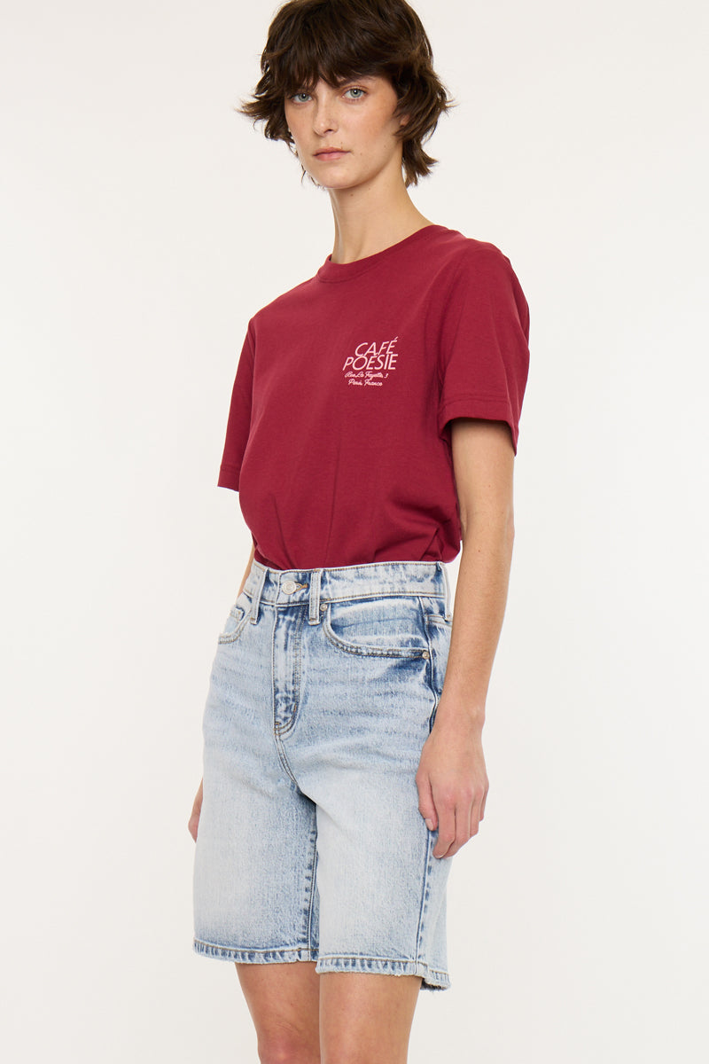 Women's High Rise Bermuda Bermuda Denim Shorts - Arley