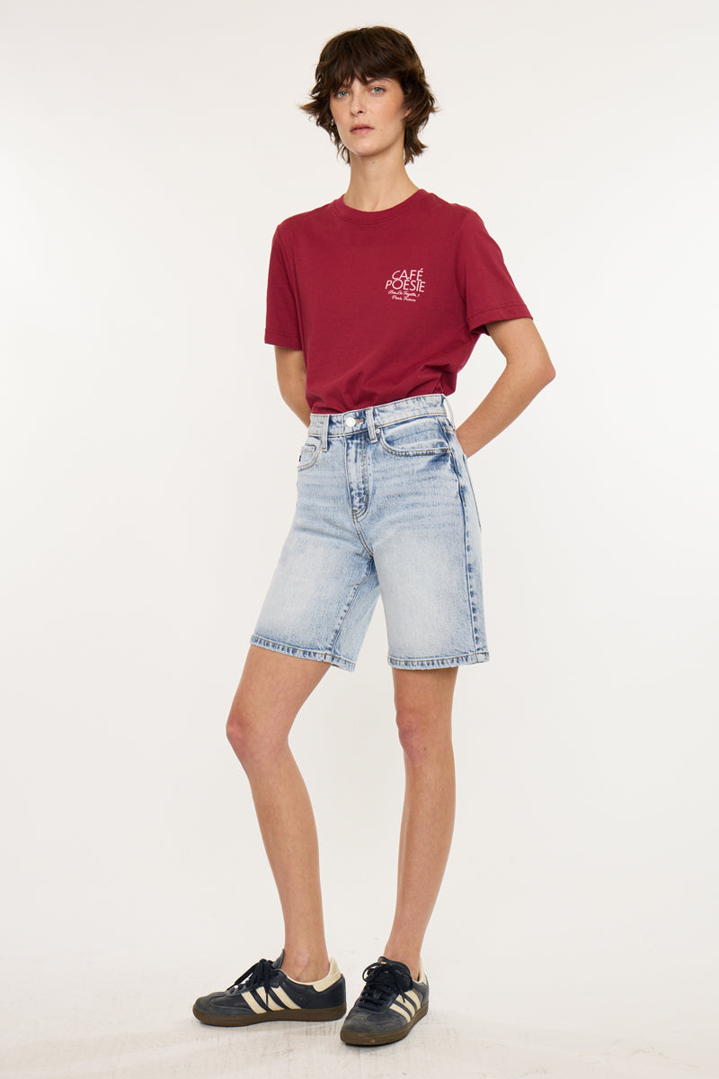 Women's High Rise Bermuda Bermuda Denim Shorts - Arley