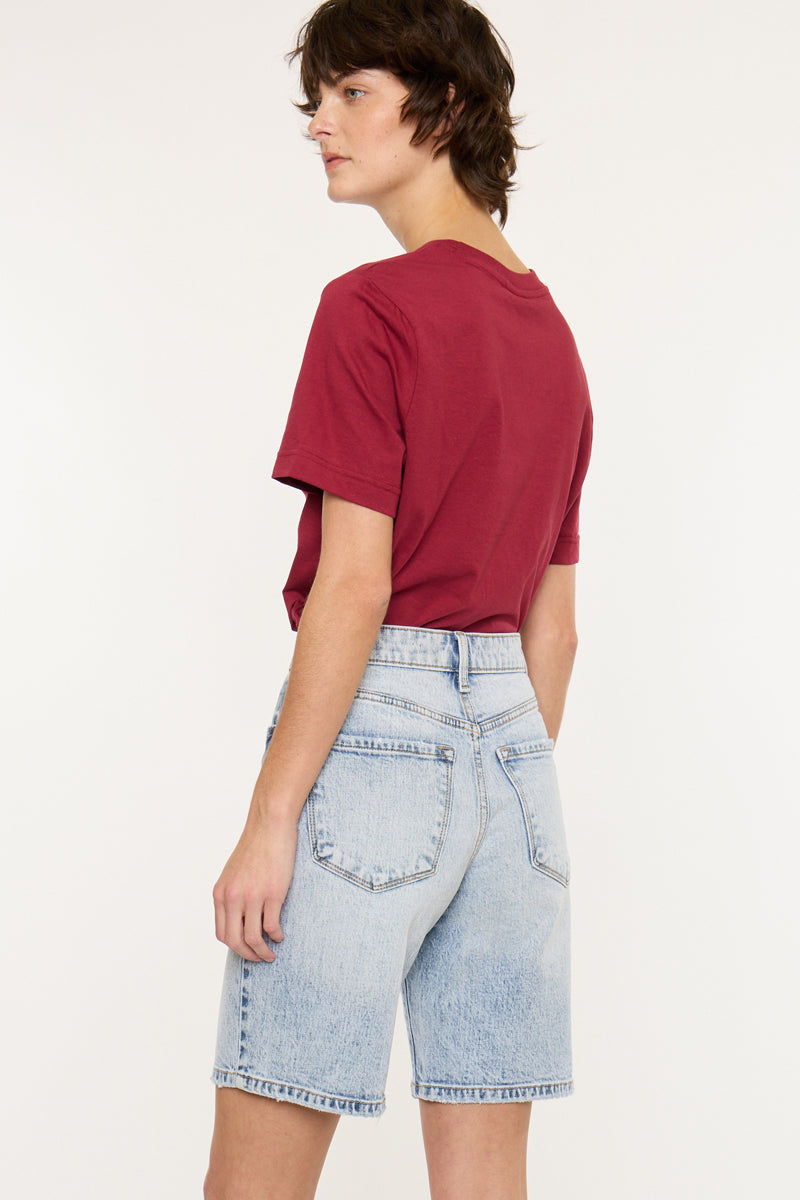 Women's High Rise Bermuda Bermuda Denim Shorts - Arley
