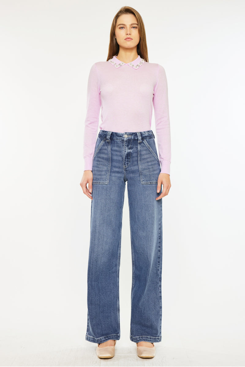 Women's High Rise Wide Leg Jeans - Astra