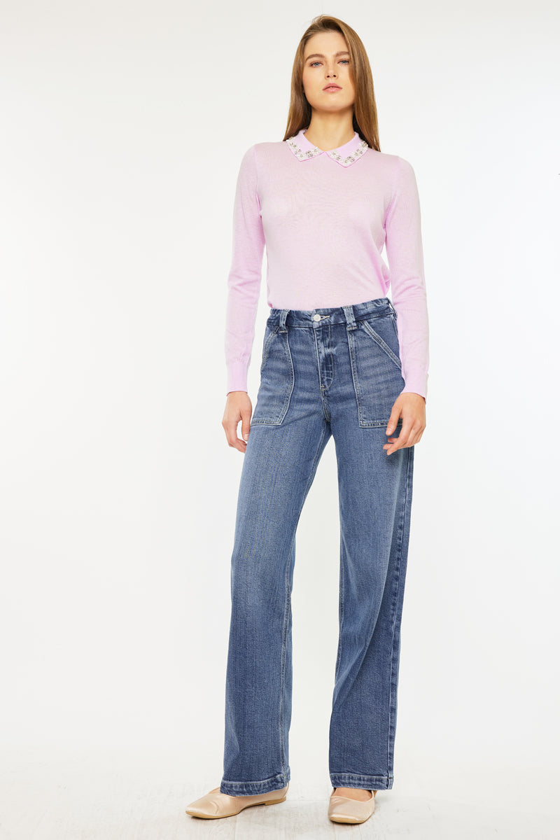 Women's High Rise Wide Leg Jeans - Astra