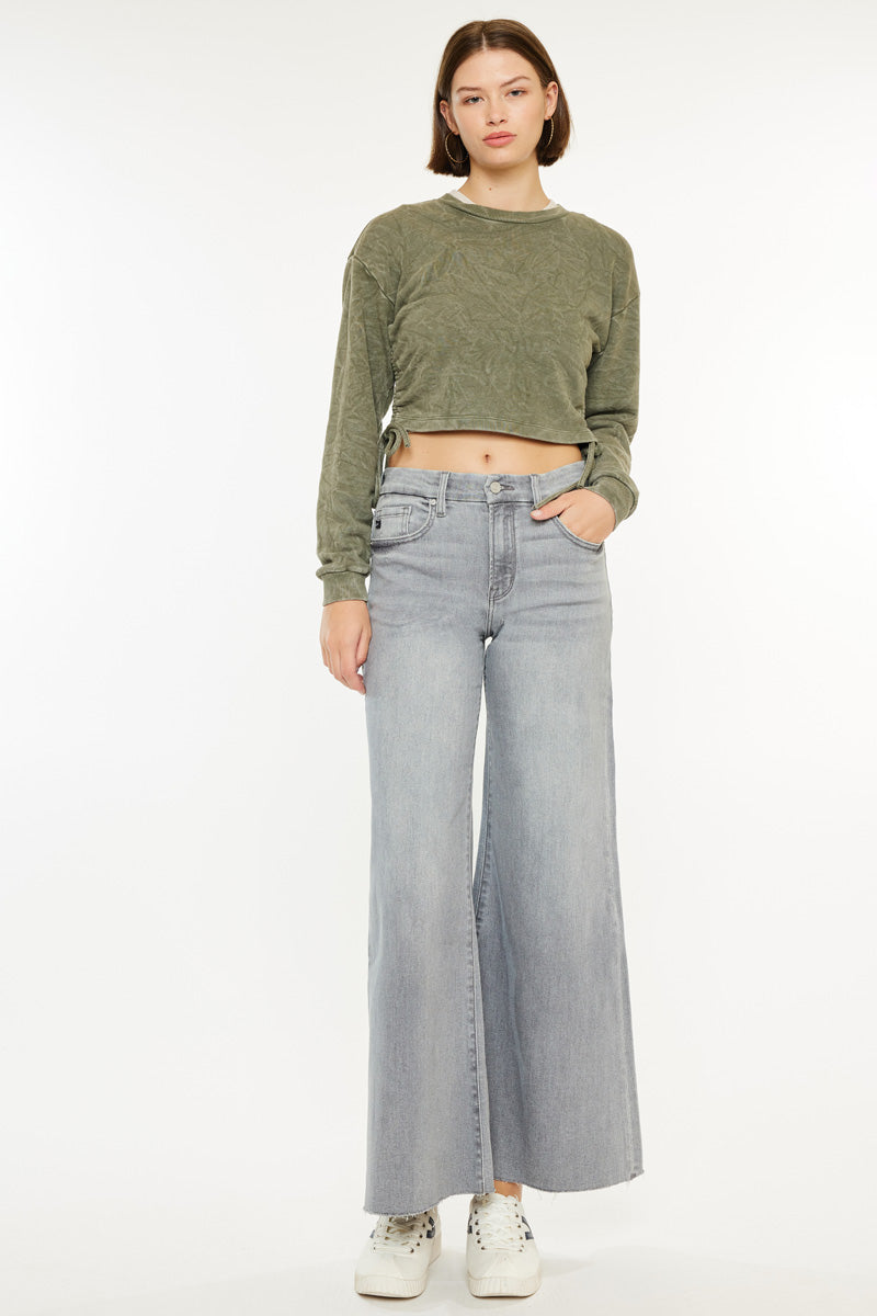 Women's High Rise Cropped Palazzo Jeans - Bada