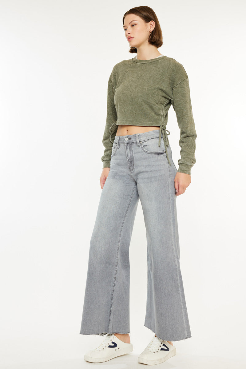 Women's High Rise Cropped Palazzo Jeans - Bada