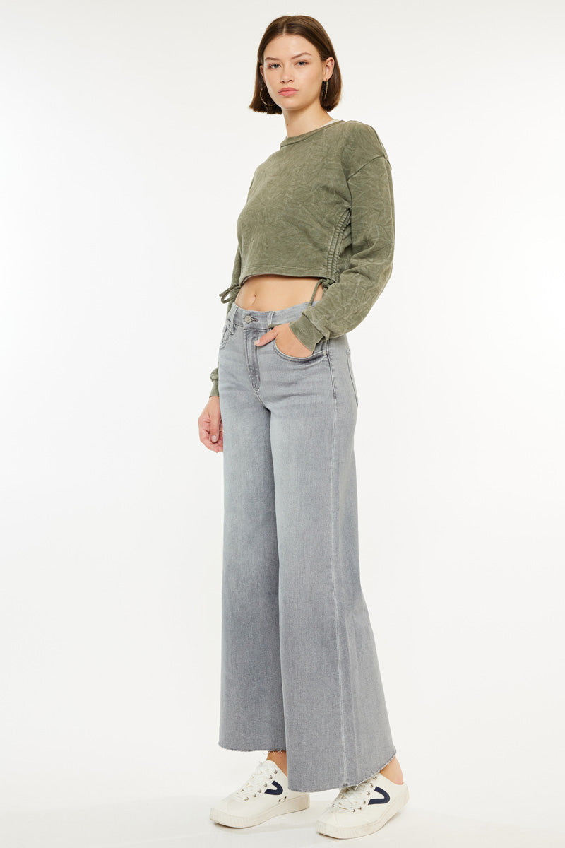 Women's High Rise Cropped Palazzo Jeans - Bada