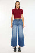 Women's High Rise Cropped Wide Leg Jeans - Aliana