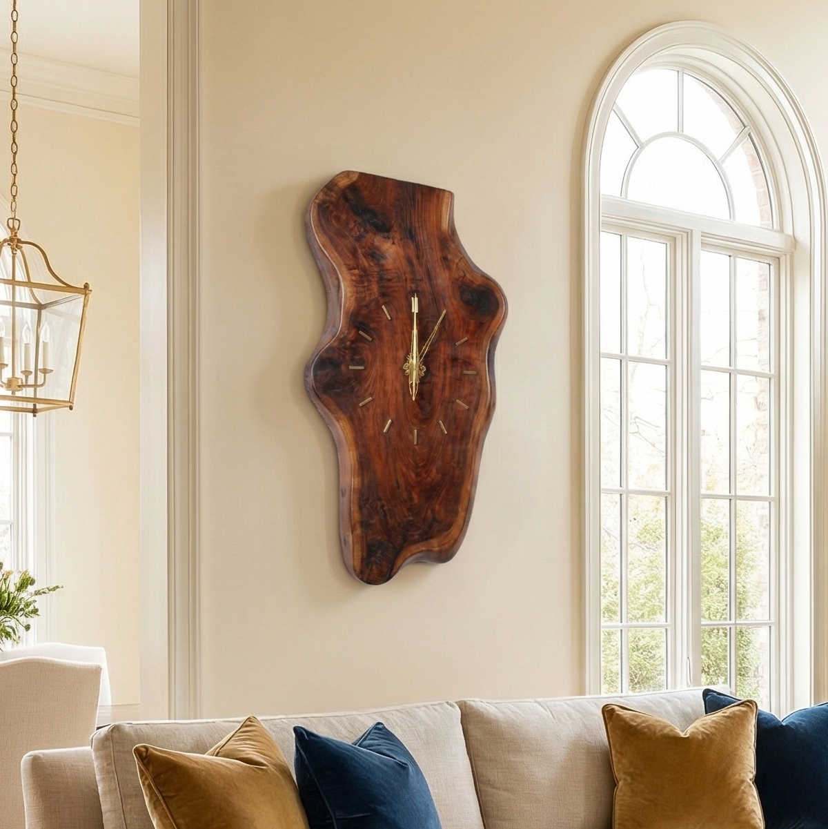 Natural Clock Wood Wall Solid Wood Living Room