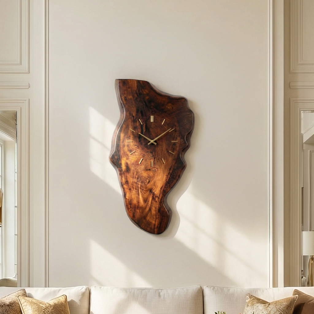 Rustic Wood Wall Clock Solid Wood Living Room