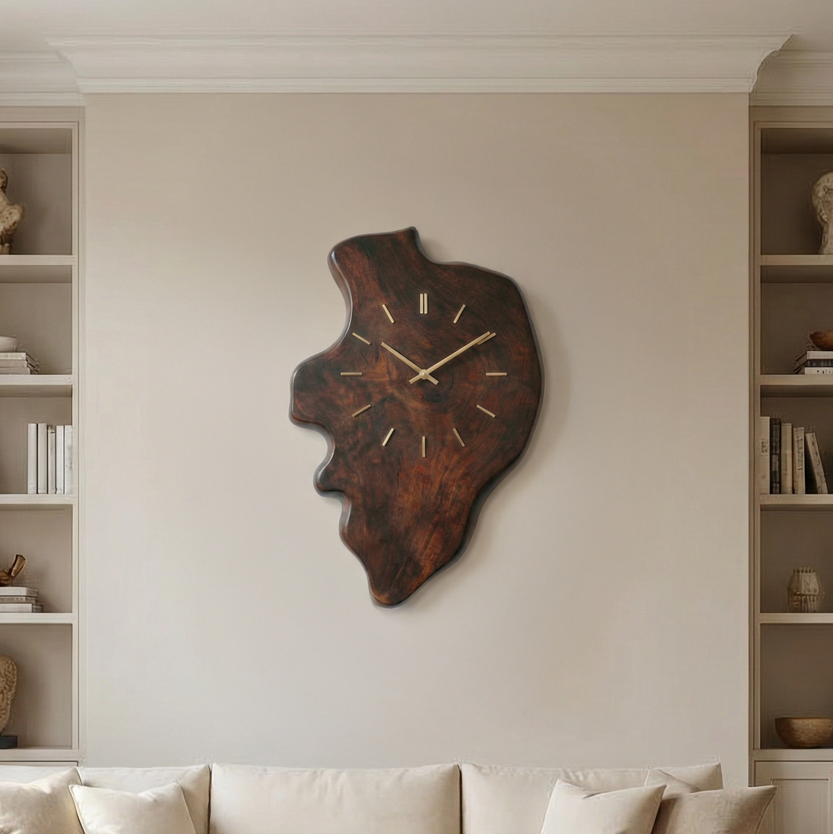 Handcrafted Live Edge Wood Wall Clock Living Room Wall