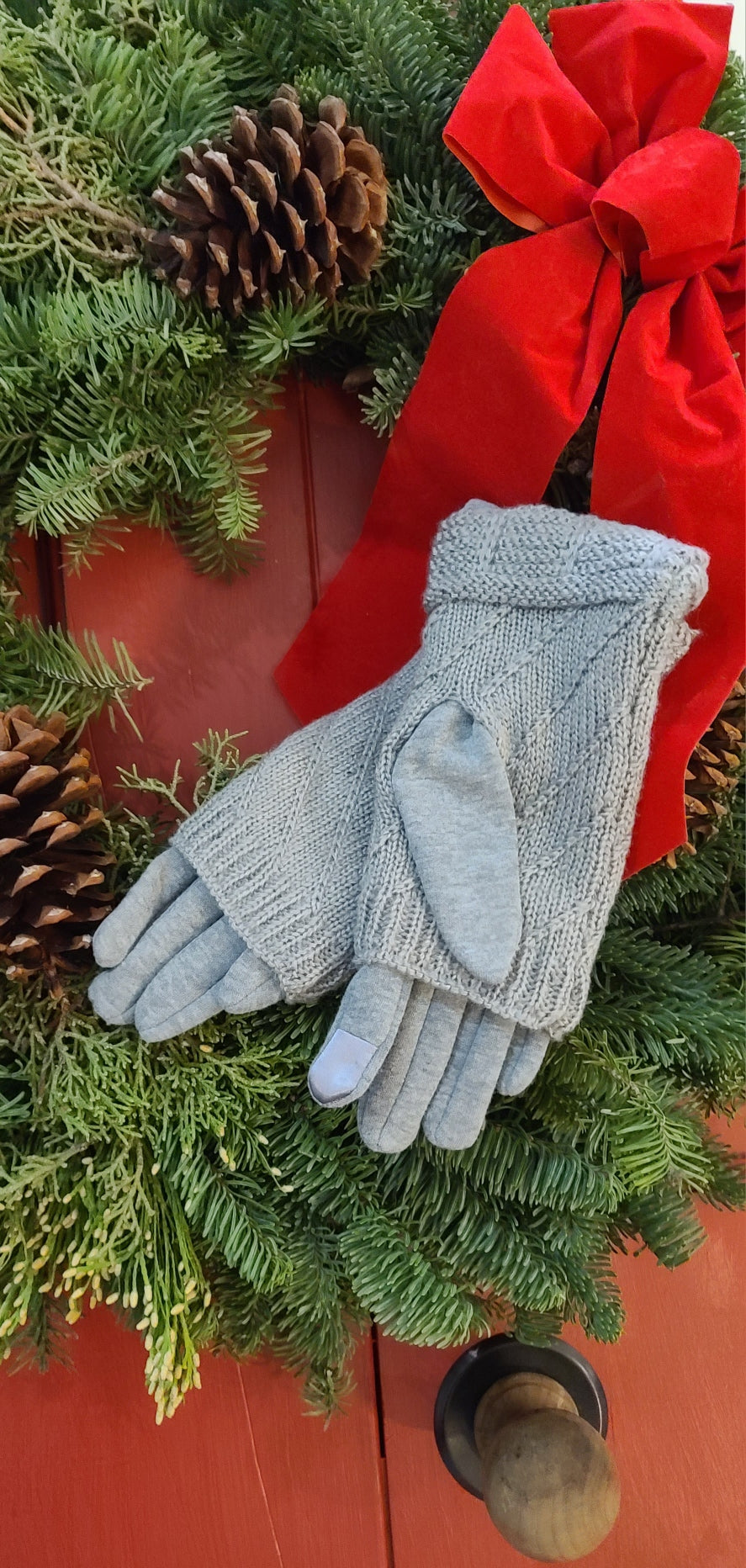 Gray Double Knitted Touch Screen Gloves