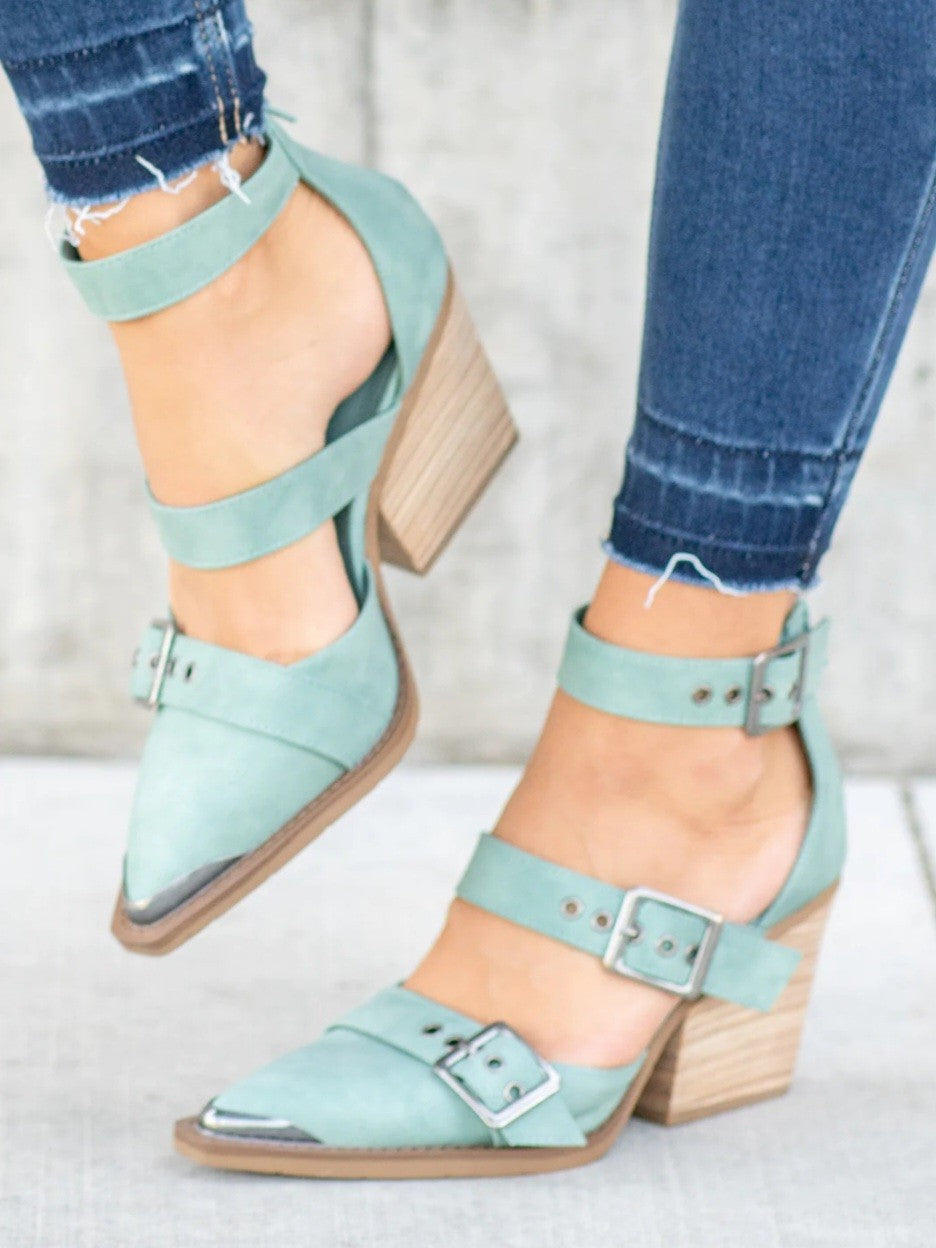 Very G Irina Buckle Heels Turquoise