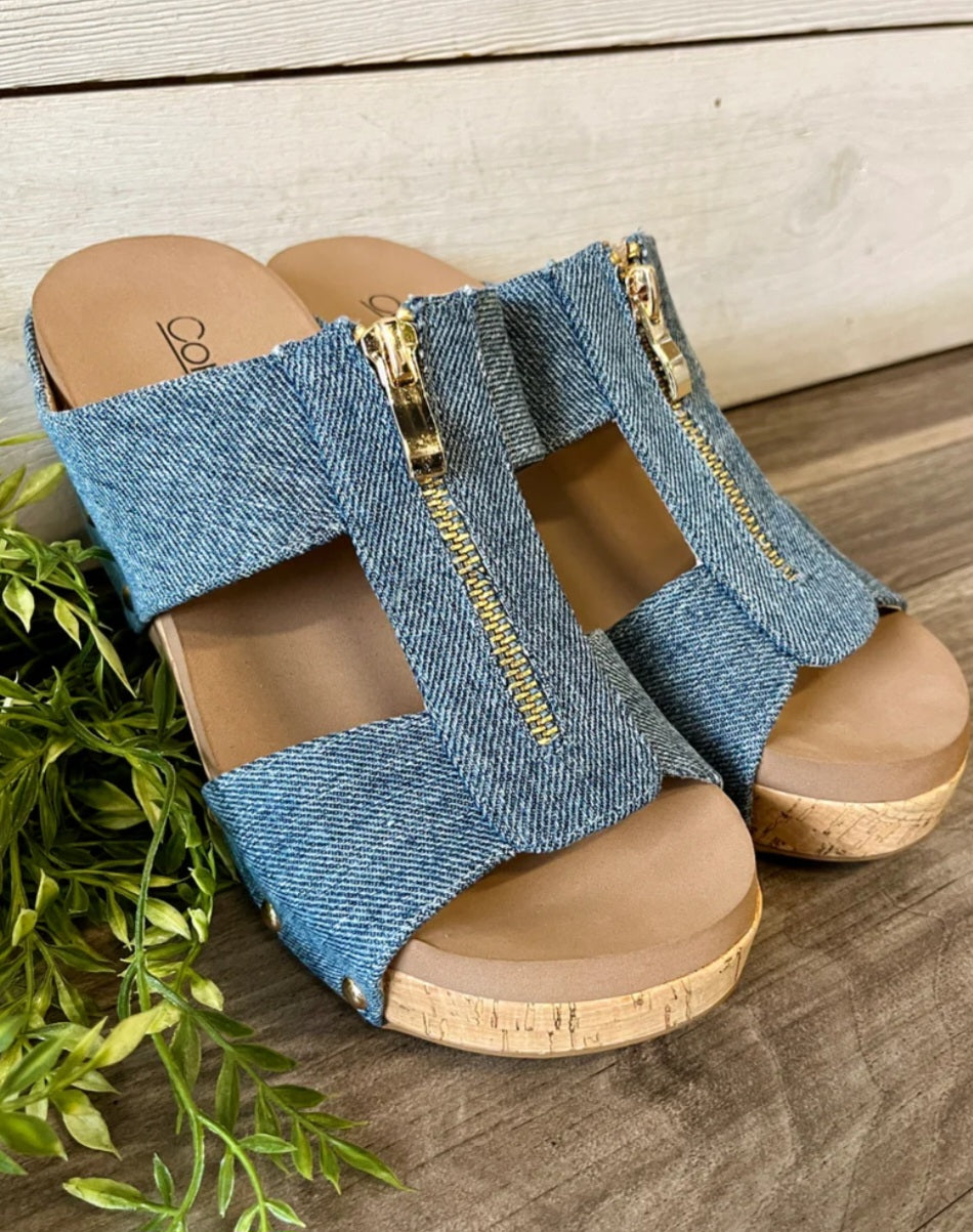 CORKYS TABOO DENIM WEDGE