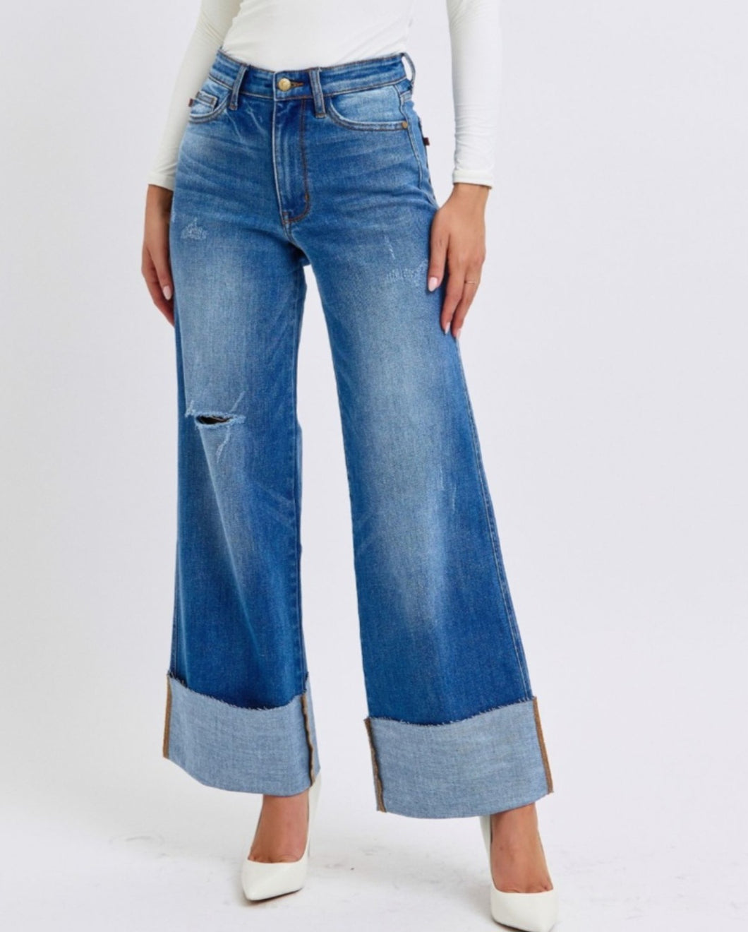 JUDY BLUE WIDE LEG BIG CUFF