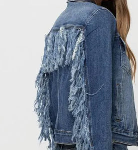 Judy Blue Denim Jacket with Fringe