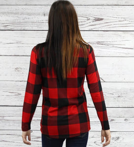 Red Buffalo Plaid Top Lace Up