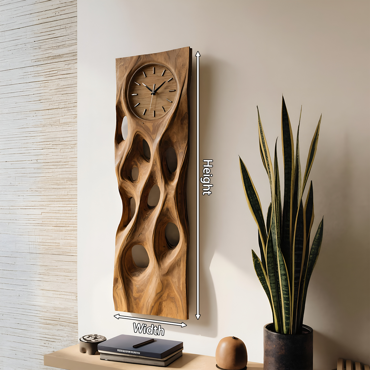 Minimalist Wood Wall Clock, Modern Silent Round Wooden Clock for Living Room - view 8