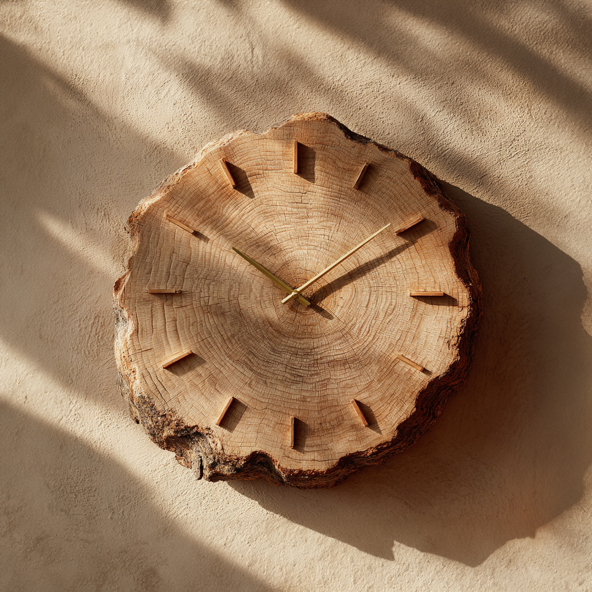 Rustic Round Wood Wall Clock, Handcrafted Live Edge Tree Slice Silent Wooden Clock - view 2
