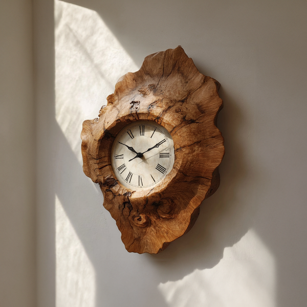 Rustic Organic Handmade Wood Wall Clock Entryway or Living Room
