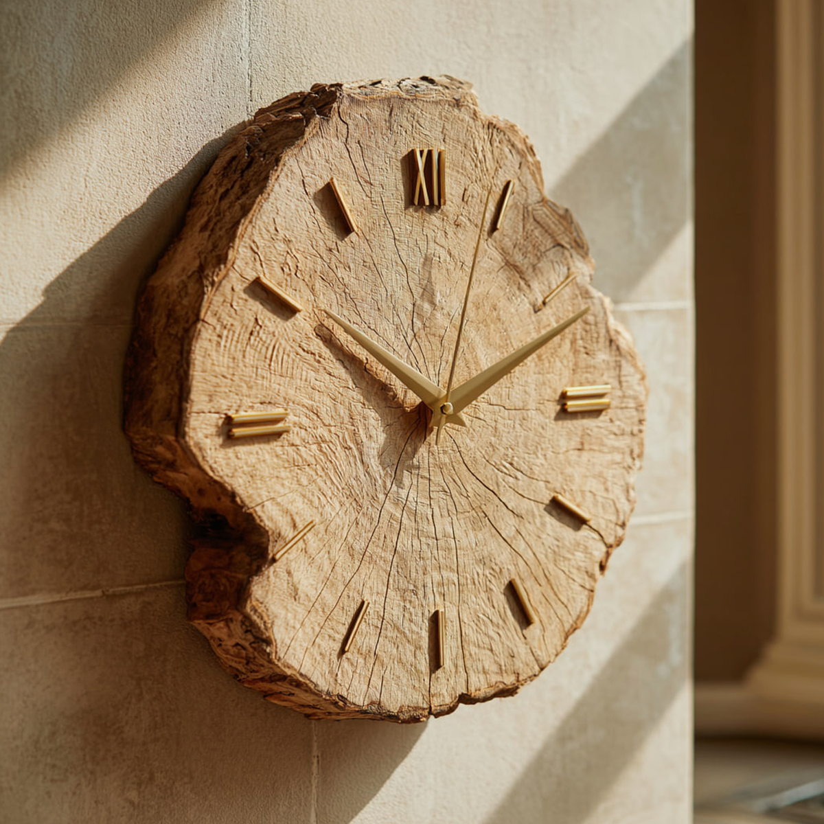 Rustic Organic Wood Wall Clock, Large Handcrafted Live Edge Tree Slice Silent Clock - view 2