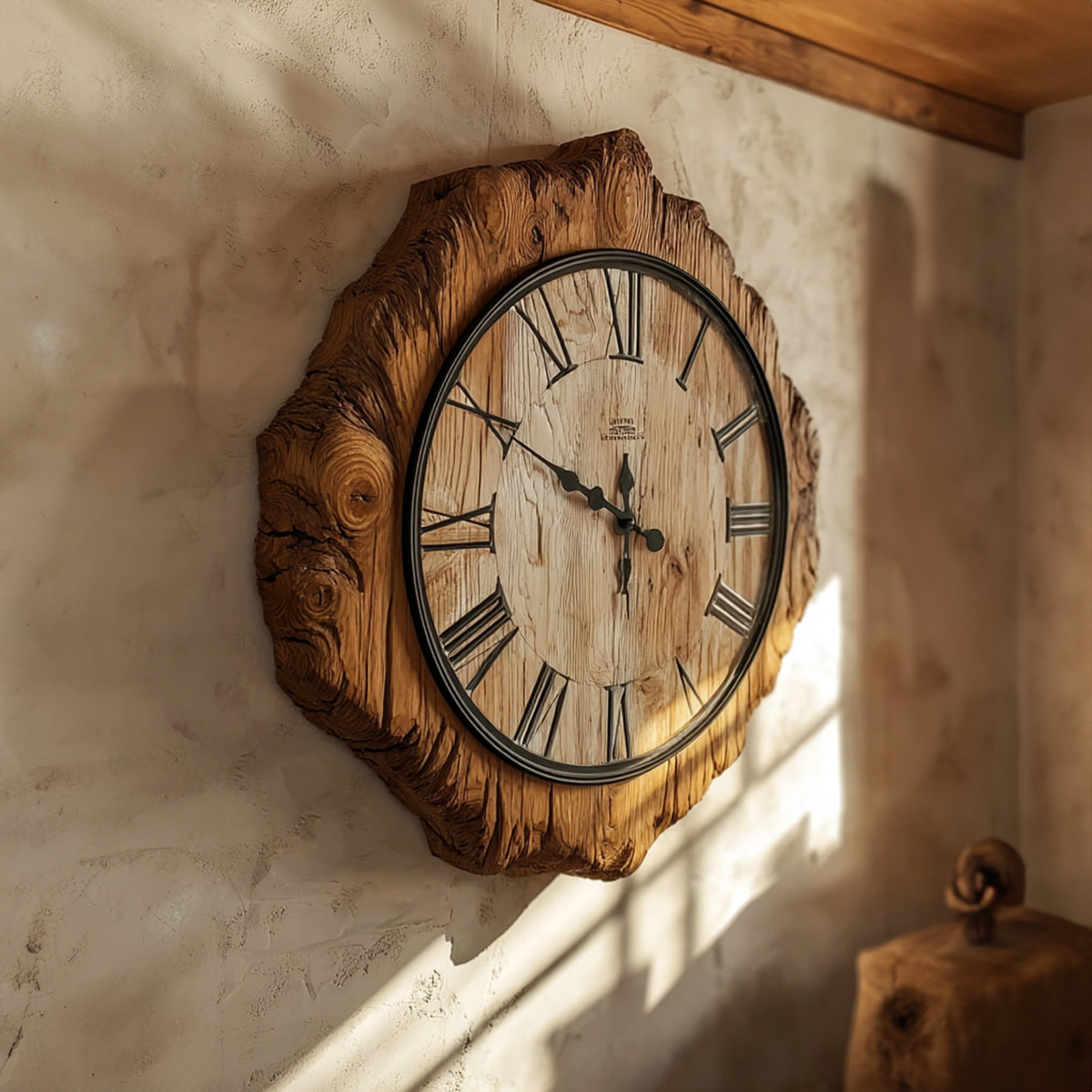 Rustic Live Edge Wood Wall Clock, Handmade Large Natural Tree Slice Wooden Clock - view 2