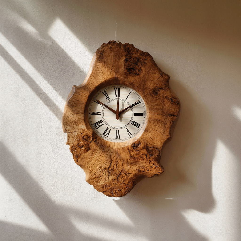 Handcrafted Organic Wood Wall Clock Kitchen or Dining Room - view 2