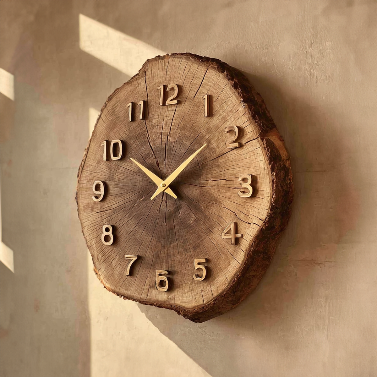 Rustic Timber Slice Wooden Wall Clock Entryway or Hallway - view 2
