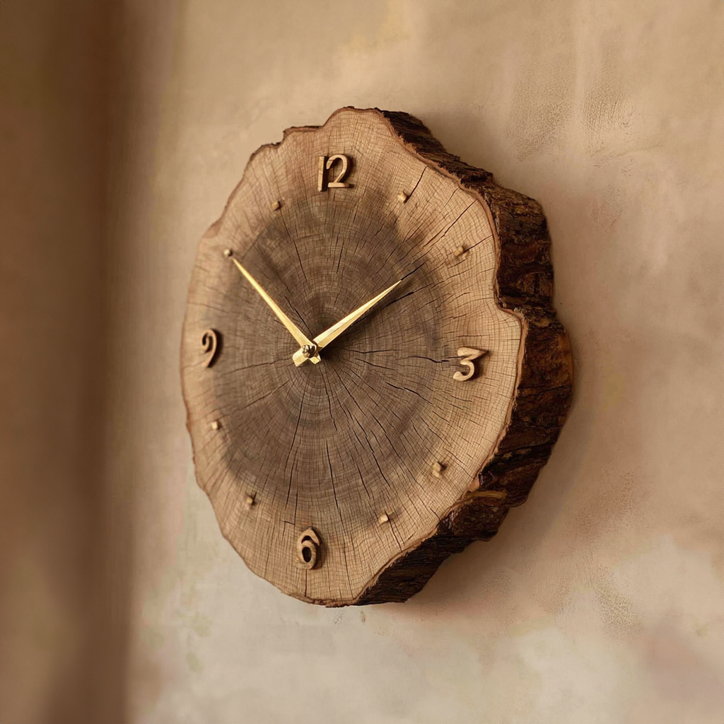 Rustic Vintage Wood Wall Clock Dining Room or Office - view 2