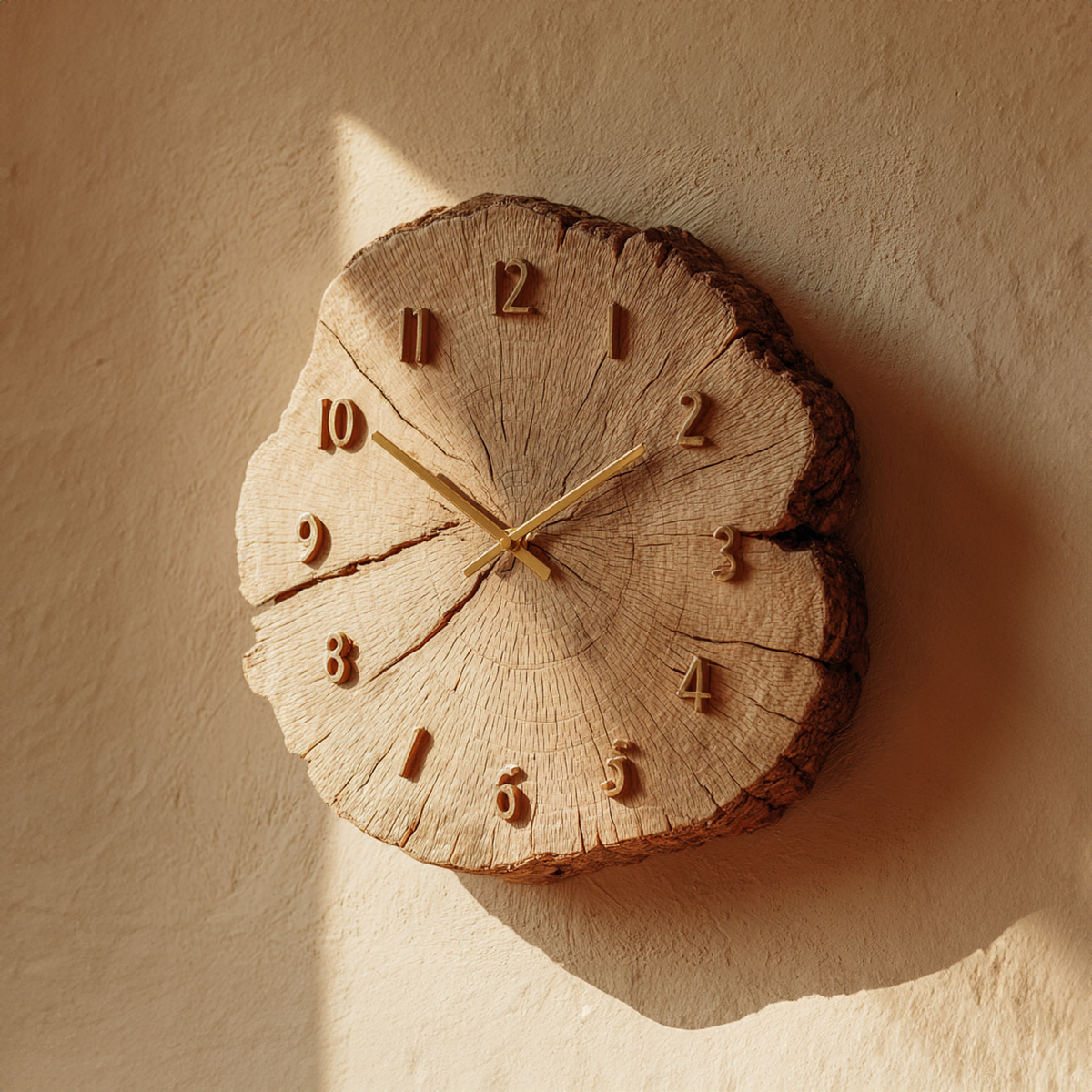 Rustic Solid Wood Slice Wall Clock, Unique Handcrafted Tree Branch Clock - view 2